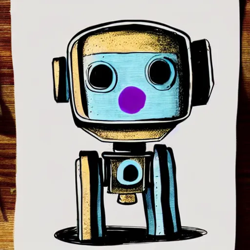 Image similar to a cute robot puppy!!!. ( ( ( alcohol ink on parchment, muted colors, shading, detailed, textured parchment background, 1 9 5 0 s concept art ) ) )
