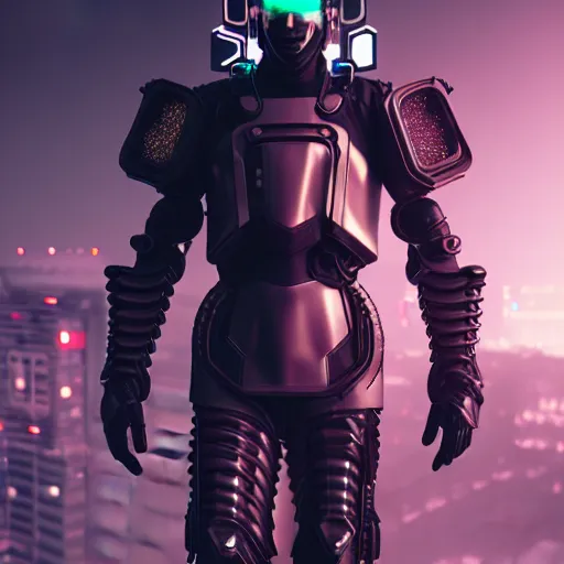 Prompt: a realistic cyberpunk man wearing futuristic armor, photorealistic, octane render,