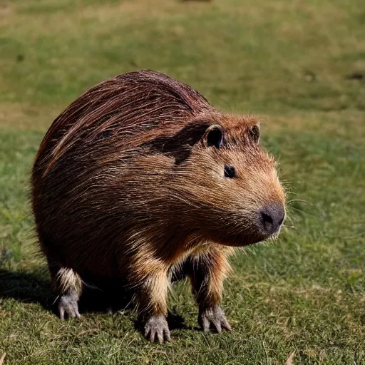 Image similar to armored capybara, majestic, epic lighting