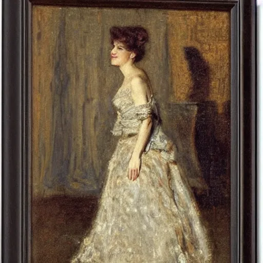 Image similar to actress stepping onto the stage by alfred stevens