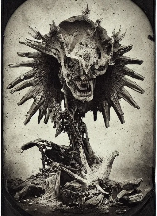 Image similar to old wetplate daguerreotype demons, devil, pain, anger, desolation, angel, bird head, explosion of data fragments, fractal, intricate, elegant, highly detailed, parallax, leica, medium format, subsurface scattering, by jheronimus bosch and greg rutkowski and louis jacques mande daguerre