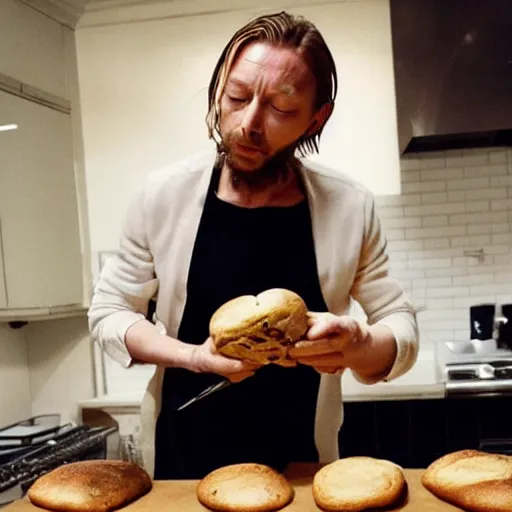 Prompt: thom yorke baking bread