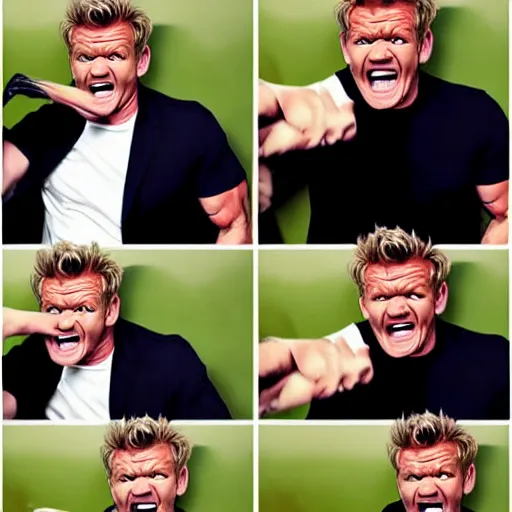 Image similar to Gordon Ramsay transforms into the Hulk