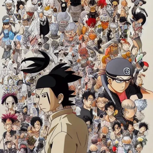 Prompt: stunning full body character design by masashi kishimoto, hyper-detailed masterpiece