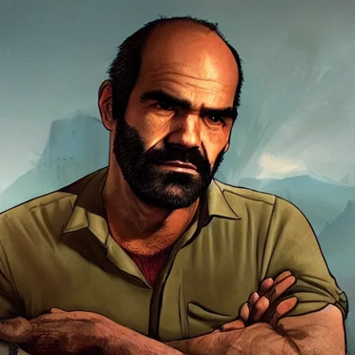 Prompt: Portrait of Trevor Philips Converts to Islam
