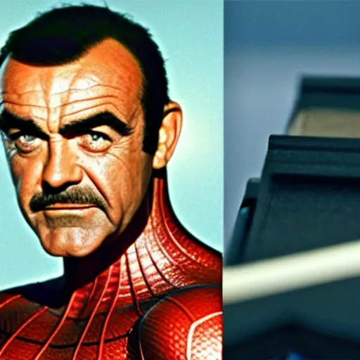 Prompt: sean connery as spiderman, movie still