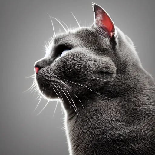 Prompt: a dark grey cat on top of a cloud, photography photorealistic