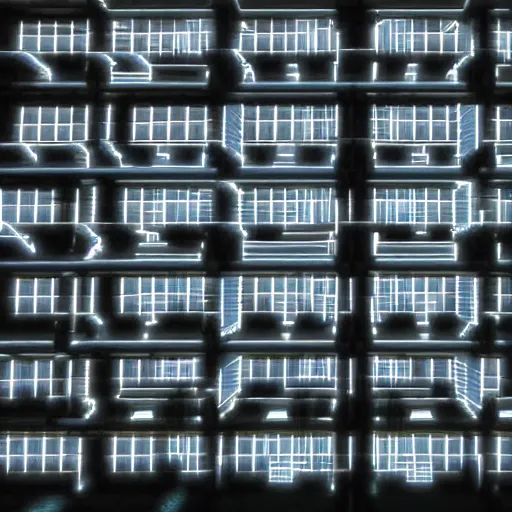 Image similar to a flat building existing of hexagons from the movie tron : legacy