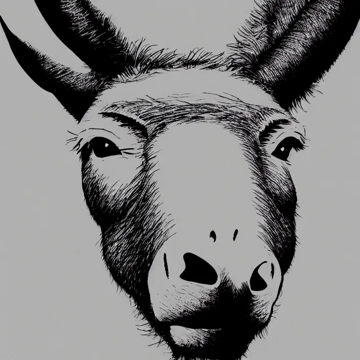 Prompt: horror poster of an evil donkey, dark atmosphere, minimalist, intricate linework, sharp focus, smooth, dramatic lighting, 8 k