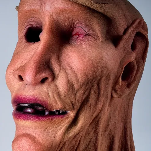 Image similar to a detailed male face by gunther von hagens