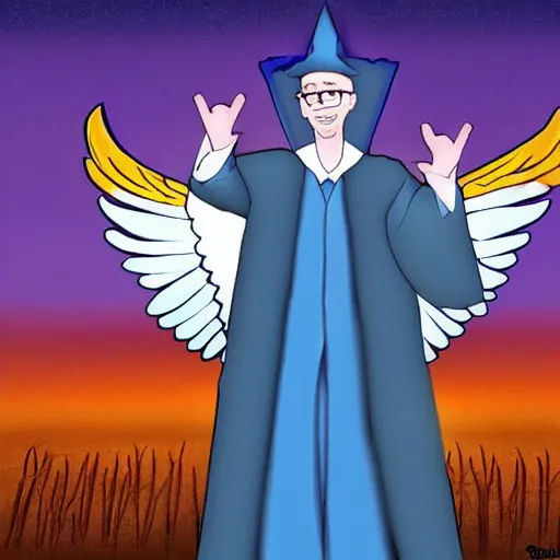 Image similar to Doug Walker Nostalgia Critic as an angel in heaven