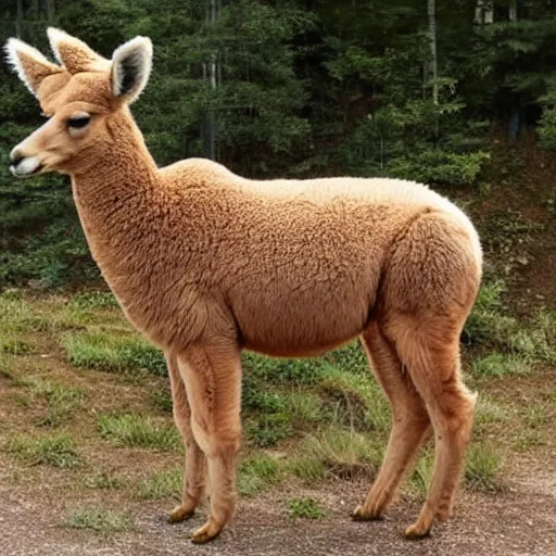 Image similar to a full crown alpaca - coyote - moose hybrid