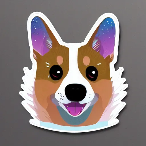 Prompt: galaxy corgi, sticker illustration