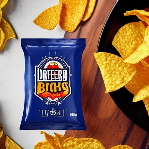 Prompt: a beer flavored bag of chips concept