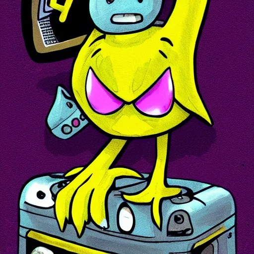 Prompt: fluffy creature with a big eye and a telephone walking towards the camera in the style of hylics, trending on artstation, award winning art, 4 k, 8 k