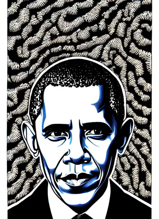 Image similar to portrait of barack obama, intricate, highly detailed, illustration, art by junji ito, junji ito