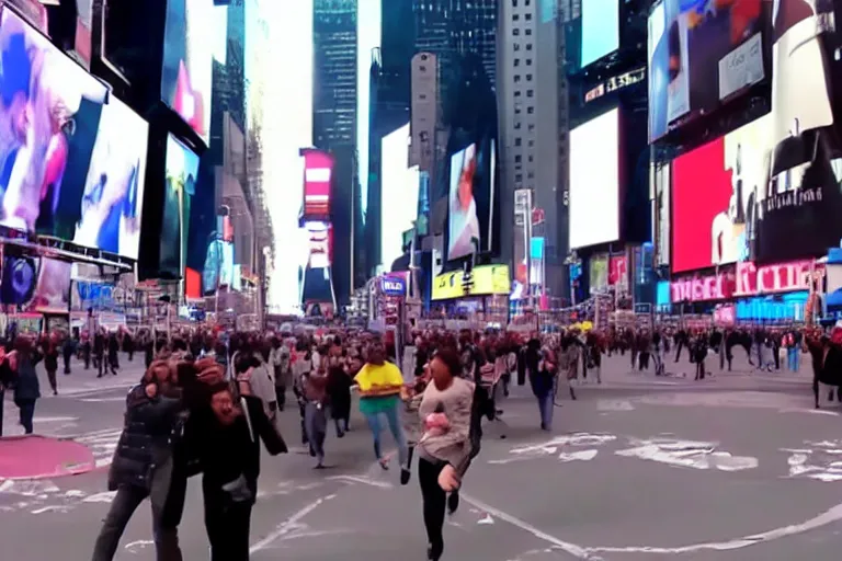 Image similar to android cannibals attacking people in times square security camera footage