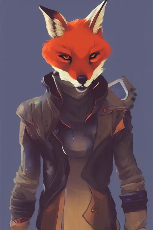 Image similar to a fox fursona, trending on artstation, by kawacy, furry art, digital art, cyberpunk, high quality, backlighting