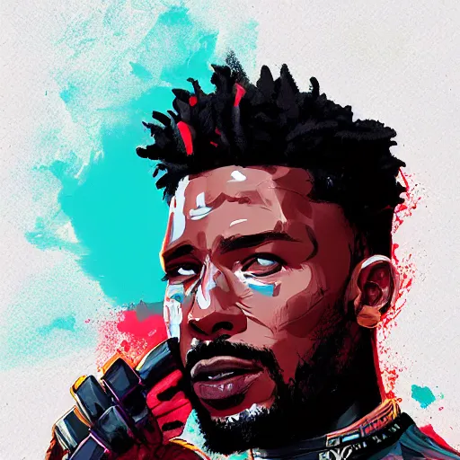 Image similar to a matte painting of killmonger, drip, stylish, paint pour, by sachin teng