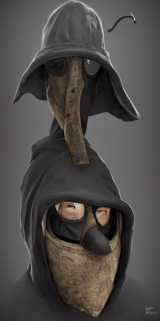 Image similar to portrait of a plague doctor, dark, concept art, trending on artstation 3D.