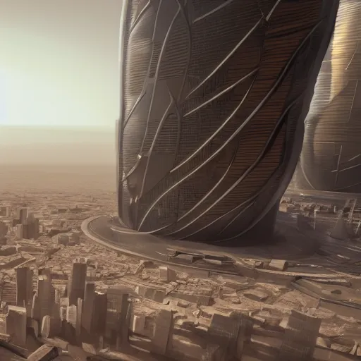 Image similar to futuristic city in the mars design by norman foster unreal engine 8k