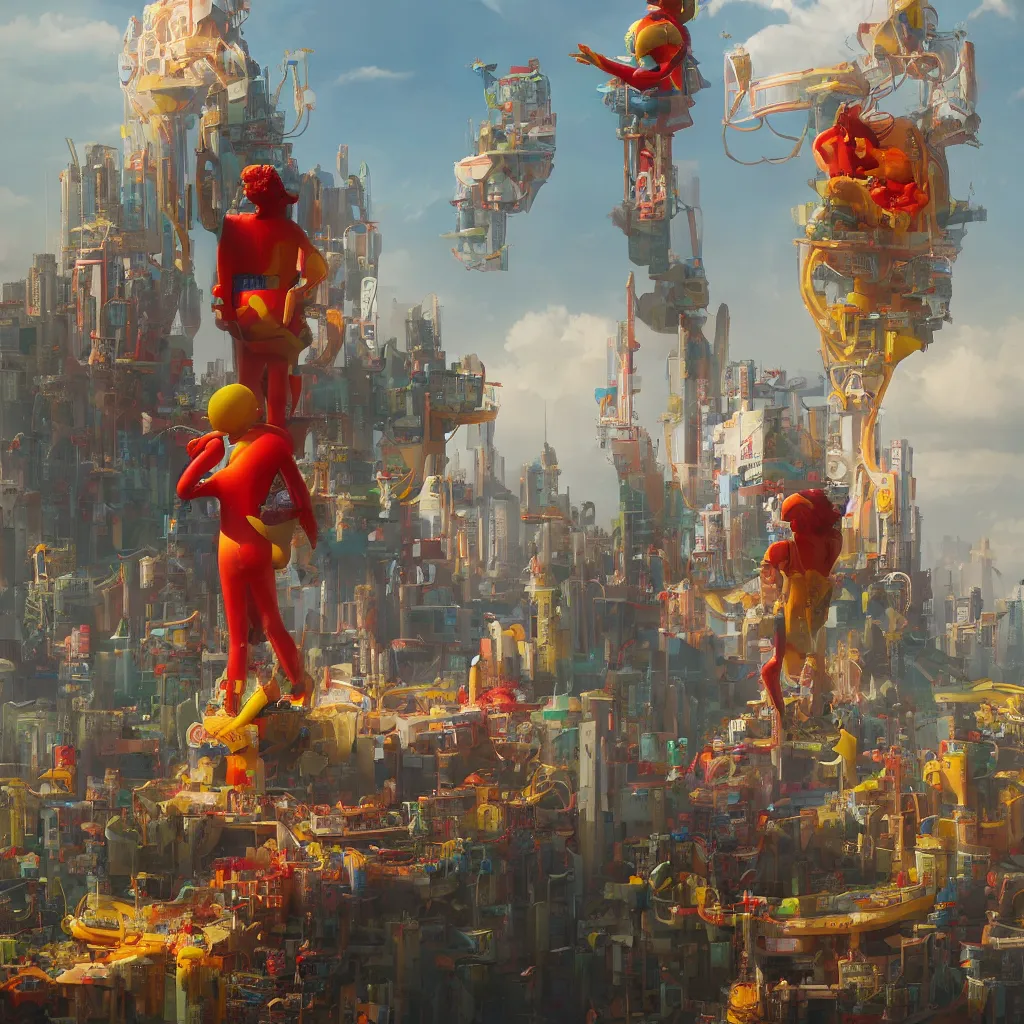 Image similar to ronald mcdonald statue in the world by beeple, darek zabrocki, tyler edlin, jordan grimmer, neil blevins, james paick, natasha tan, highly detailed, ultra detailed, ultra realistic, trending on artstation