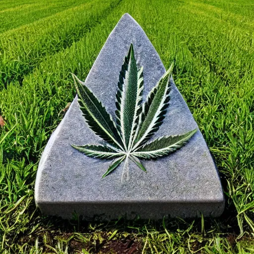 Image similar to a gravestone that looks like a cannabis leaf