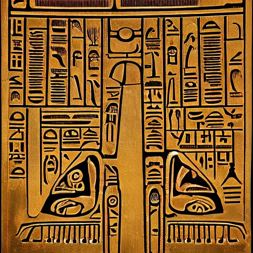 Image similar to alien, hieroglyphs