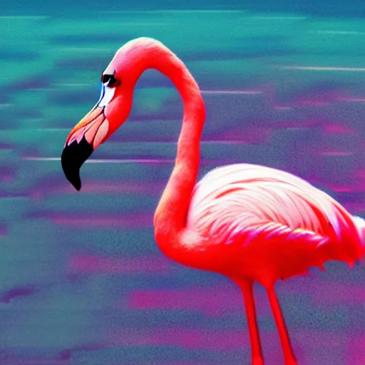 Image similar to flamingo glitch art