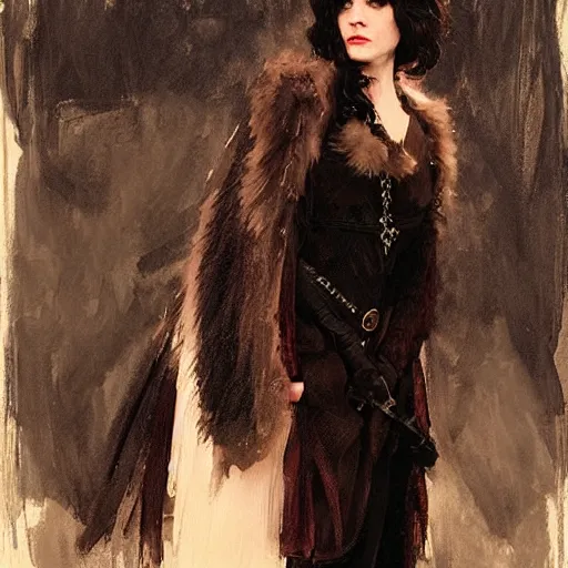 Image similar to zooey deschanel as john snow, intricate, elegant, highly detailed, greg manchess, mucha, liepke, ruan jia, jeffrey catherine jones, ridley scott