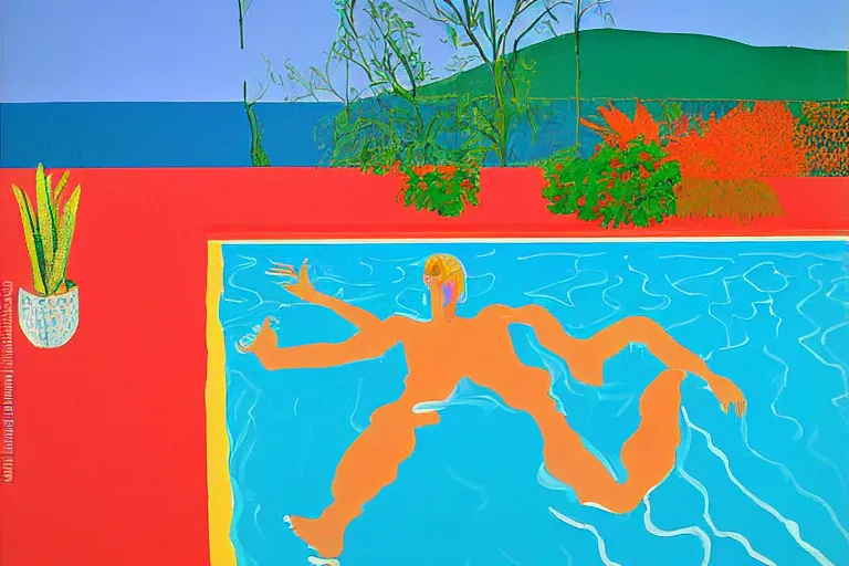 Image similar to david hockney A Bigger Splash (1967) painting