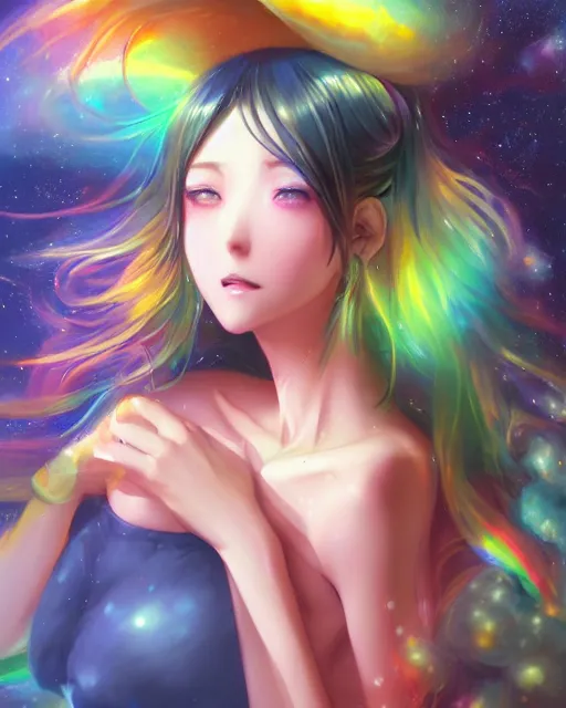 Cyberpunk anime girl, rainbow hair, on - AI Photo Generator - starryai