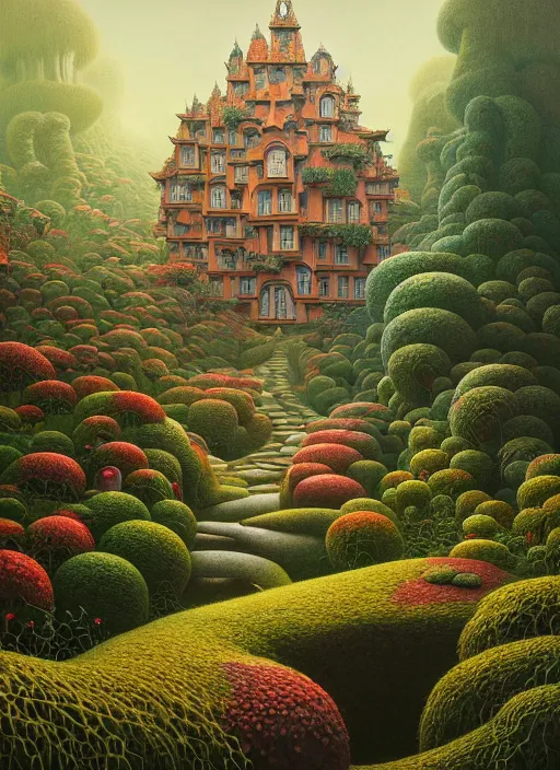 Image similar to hyper detailed 3d render like a Oil painting - the secret garden by Jacek Yerka, Mariusz Lewandowski, Abstract brush strokes, Masterpiece, Edward Hopper and James Gilleard, Zdzislaw Beksinski, Mark Ryden, Wolfgang Lettl, hints of Yayoi Kasuma, octane render, 8k