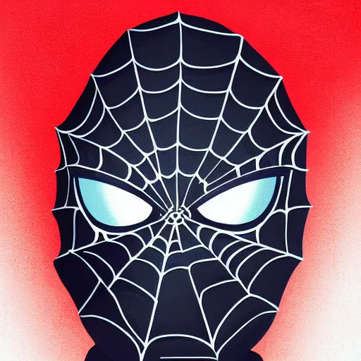 Image similar to portrait of mask tobey maguire's spider man, highly detailed, centered, solid color background, digital painting
