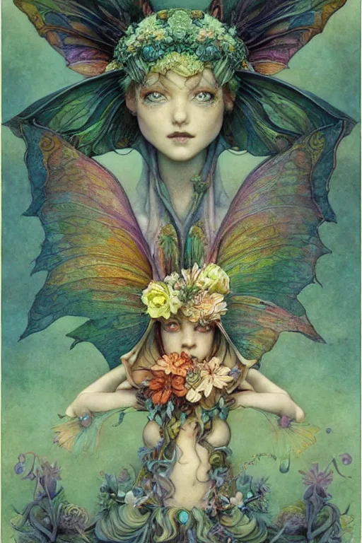 Image similar to a faerie, symmetry, vivid color, detailed, by jean - baptiste monge and maxfield parrish and artgerm