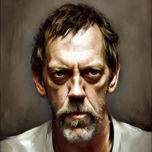 Image similar to face protrait of hugh laurie, jeremy mann painting