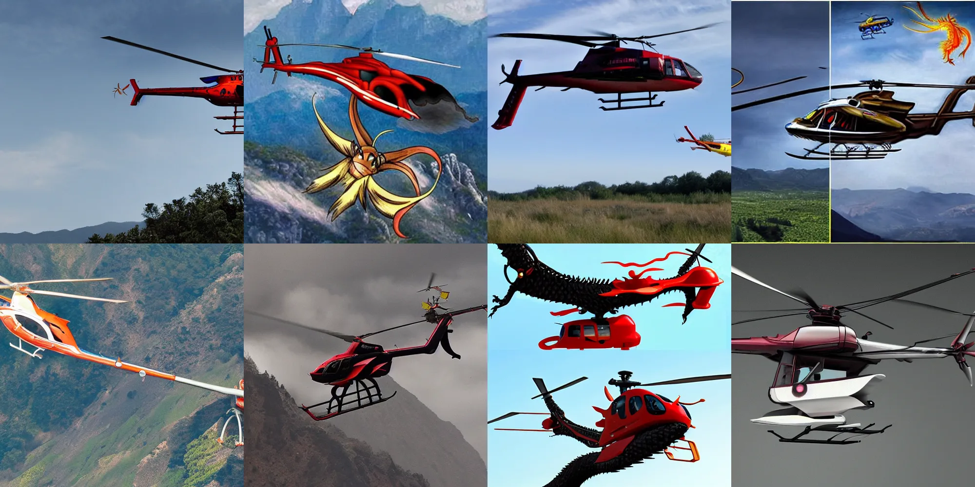 Prompt: fusion of a dragon and a helicopter