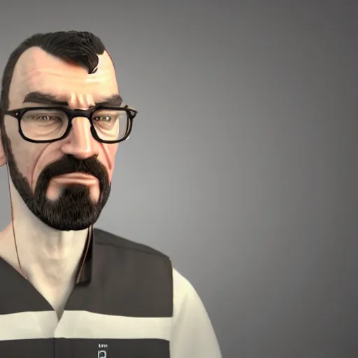 Prompt: gordon freeman portrait, v - ray, ray tracing, global illumination, octane render