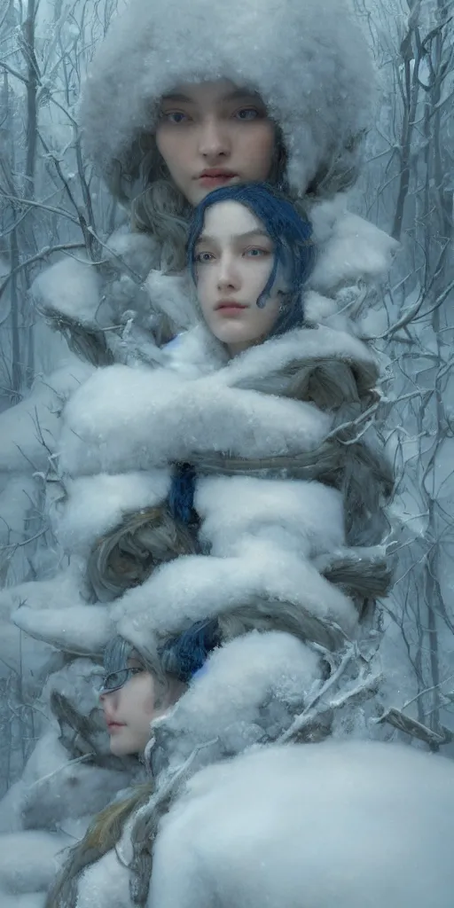 Image similar to winter, masterpiece by Edgar Maxence and Ross Tran and Michael Whelan, 8k, octane render