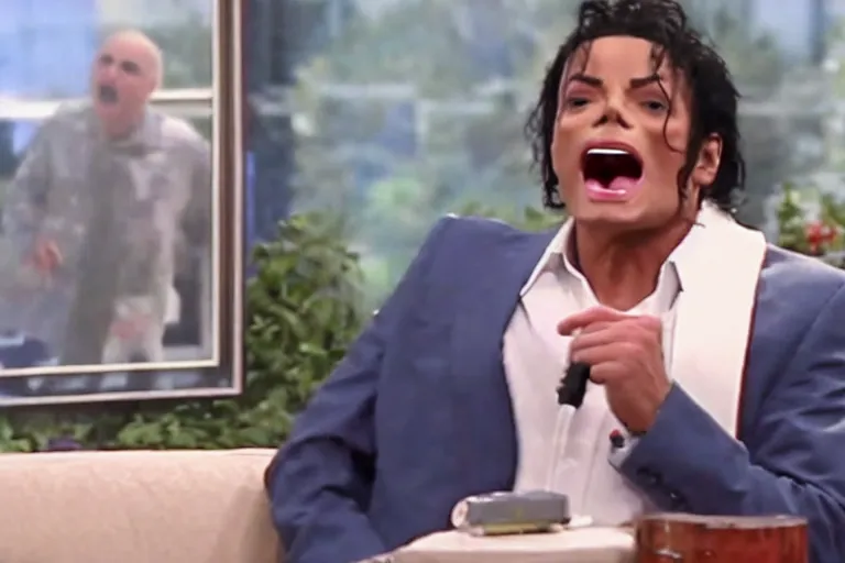 Image similar to michael jackson screaming shouting at dr phil in tv show