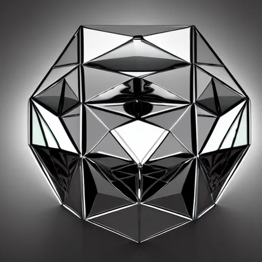 Prompt: legendary chrome mirror dodecahedron, etherial prismatic glass dodecahedron, modern, ultra realistic, 4 k concept art, high detail