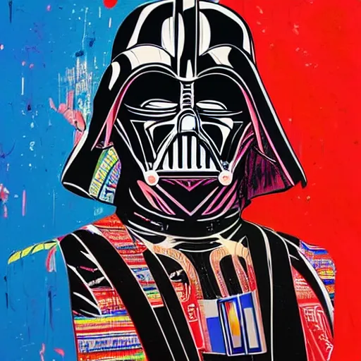 Prompt: Tristan Eaton, maximalism, undead darth vader