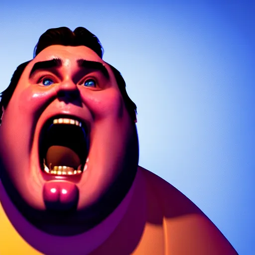 Image similar to portrait of john candy screaming in pain, metaverse on fire, octane render, trending on artstation