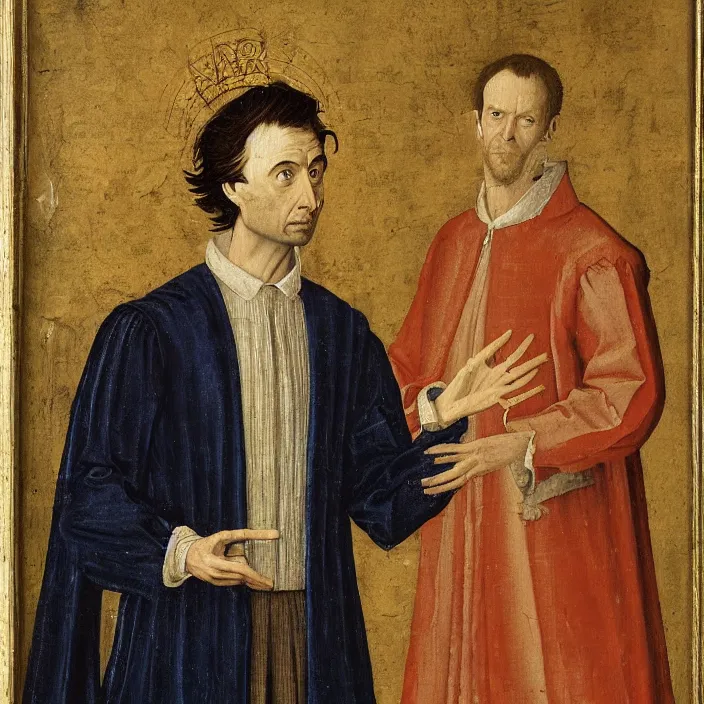 Image similar to dr. who, david tennant, early netherlandish painting