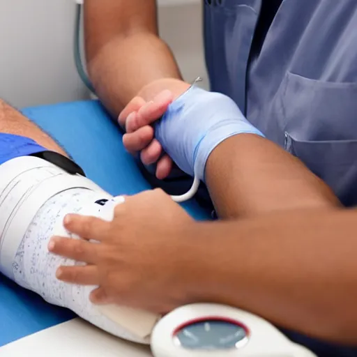 Image similar to a patient having his blood pressure measured