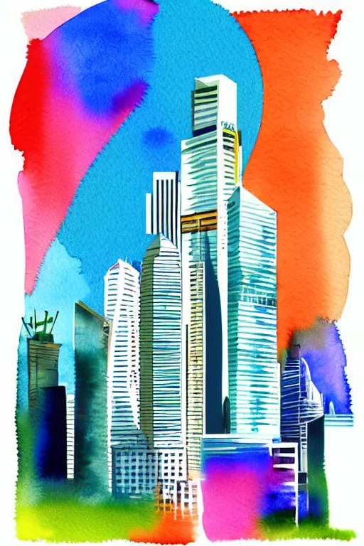 Image similar to minimalist watercolor art of singapur, illustration, vector art