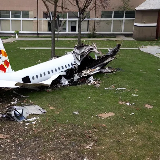 Image similar to a plane crashing in a school courtyard