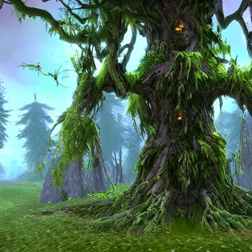 Image similar to Druid in tree form from world of Warcraft. Unreal engine. HDR