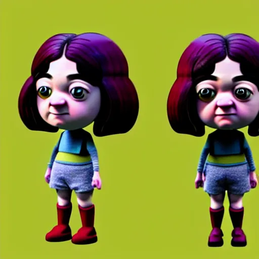 Image similar to maisie williams like a toy made by pixar, conceptual 3 d render