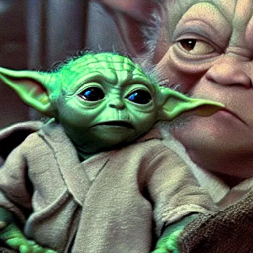 Prompt: a film still of baby yoda's kid in star wars realistic, detailed